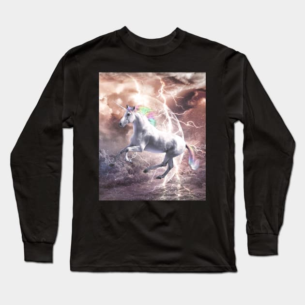 Epic Lightning Unicorn Long Sleeve T-Shirt by Random Galaxy